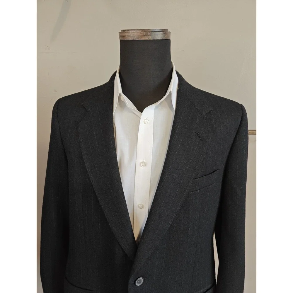 Kuppenheimer Mens Vintage Wool Sport Coat 41R Charcoal Stripe USA Made N606